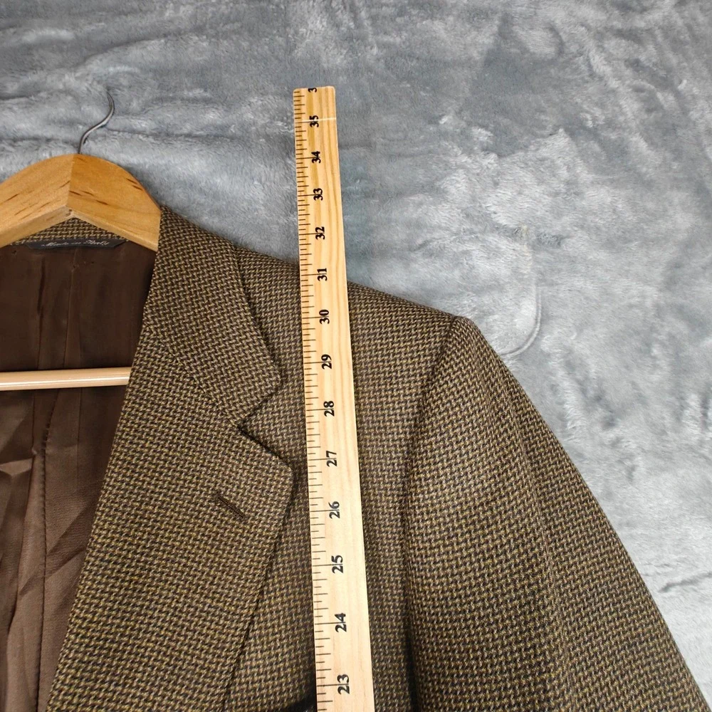Canali Blazer Mens 44 Brown Micro Check Two Button Wool Sport Coat Italy